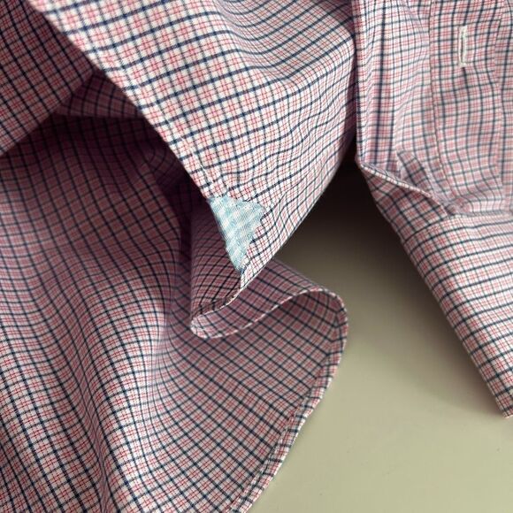 Banana Republic Non-Iron Red & Blue Checkered Dress Shirt M - Picture 5 of 16